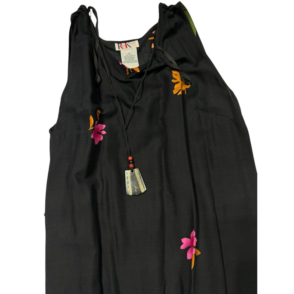 Black Floral Halter Mini Dress with Bright Floral Print - Picture 8 of 9